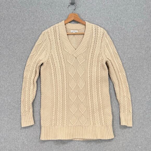 LL Bean Signature Fisherman Tunic Sweater Size S Cable Knit Chunky Cabincore - Picture 3 of 15